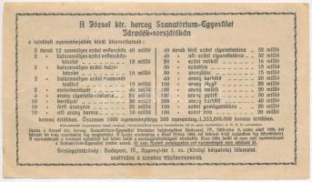 1926. "A József Kir. Herceg Szanatórium-Egyesület szegény tüdőbetegeinek javára" sorsjegy,...