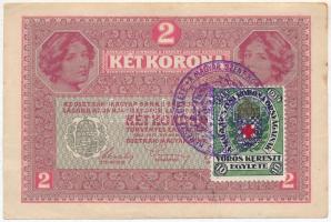 1917. 2K valószínűleg hamis A Magyar Szent Korona Országainak Vörös Kereszt Egylete bélyeggel és körbélyegzéssel (fake stamp and overprint) T:I-,II