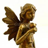 Longwy virágmintás porcelán bonbonier, fém tündér díszítéssel, hibátlan, jelzett, d: 15 cm, m: 19 cm