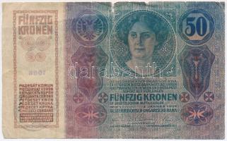 1913-1917. 7db-os vegyes korona bankjegy tétel, mindegyik felülbélyegzett, közte hamis bélyegzések i...