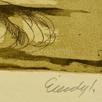 Élesdy István (1912-1987): Halászbástya. Rézkarc, papír, jelzett, 29×39 cm