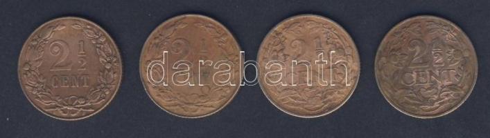 Hollandia 1905-29. 2 1/2c (4x) 3klf évszámmal T:2-/3,3