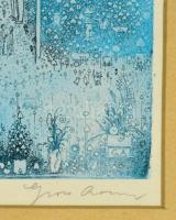 Gross Arnold (1929-2015): Beszélgetések a barátságról. Rézkarcról készült print. Jelzett. Üvegezett ...