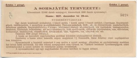 Nagykanizsa ~1936. "A Nagykanizsai Szent József Egyházközség Tárgysorsjáték" 1P értékű sor...