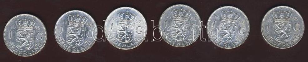 Hollandia 1956-67. 1G Ag (6x) klf évszámokkal T:1/2,2