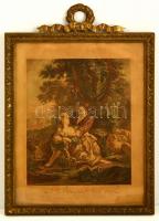 XVIII. sz. vége: Robert Gaillard (1722-1785): Le bouquest bien recu. színezett rézmetszet. 54x35 cm Hozzá tartozó aranyozott fa kerettel