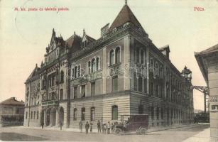 Pécs, M. kir. posta és távirda palota, postakocsi, automobil. Fürst Lipót kiadása (EK)