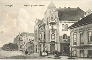 Szeged, Raichle palota Emkével, Apolló színház, Bock János üzlete. Traub B. és Társa kiadása