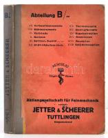 cca 1930-1940 Gyógyászati segédeszközök árumintakatalógusa, képekkel gazdagon illusztrálva. Abteilung B/...Aktiengesellschaft für Feinmechanik vormals Jetter&Scheerer, Tuttlingen. Kiadói egészvászon-kötés, kissé kopottas borítóval, német nyelven,16 sztl. lev.+ 301-750 p./ cca 1930-1940 Merchandise catalogue for medical aid, with picutres. Abteilung B/...Aktiengesellschaft für Feinmechanik vormals Jetter&Scheerer, Tuttlingen. Half-linen-binding, with little bit worn cover, in German language,