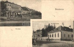 Beszterce, Bistritz, Bistrita; Kórház utca, Fa utca, Kölmann és Keresztes üzlete. Bartha Mária kiadása / street view, shops (EK)