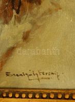 Szentgály Ferencz (?-?): Havas falusi utca. Olaj, vászon, jelzett, sérült keretben, 40×50 cm