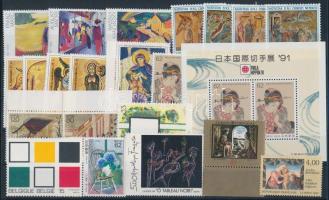 Festmény motívum 1991-1992 5 klf sor + 7 klf önálló érték + 1 blokk, Painting motive 1991-1992 5 sets + 7 diff stamps + 1 block