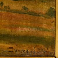 Somogyi István (1897-1971): Dombos táj. Olaj, vászon (sérült), jelzett, 50×60 cm