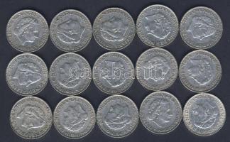 Hollandia 1954-58. 1G Ag (15x) 5klf évszámmal T:2