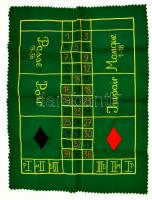 Zöld posztóra hímzett rulett-táblázat, 75x58 cm