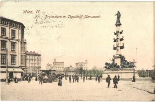 Vienna, Wien II. Praterstern m. Tegetthoff Monument / tram (EK)