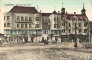 Szatmárnémeti, Szatmár, Satu Mare; Városi bérpalota, Fonciere Pesti Biztosítóintézet Főügynöksége, Fried Salamon, Weisz Gyula üzletei / tenement palace, insurance company, shops (EK)