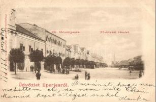 Eperjes, Presov; Fő utca, Kir. Törvényszék. Divald kiadása / main street, court (EK)
