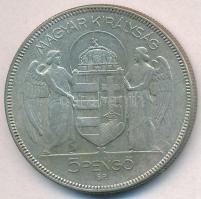 1930. 5P Ag "Horthy jobbra" T:2-,3 Adamo P8