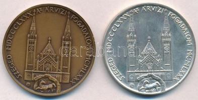 1980. "Szent Gellért / Szeged MDCCCLXXX - Árvízi fogadalom MCMLXXX" Br és Ag érempár (28,8...