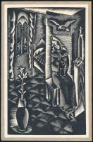 Molnár C. Pál (1894-1981): Angyali üdvözlet, fametszet, papír, jelzés nélkül, 23×15 cm