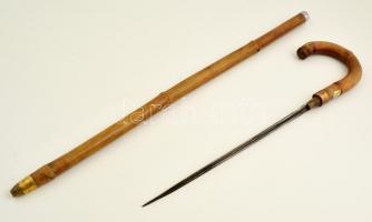 Tőrös bot kiscímeres jelvénnyel + 4 db botjelvény, h: 85,5 cm