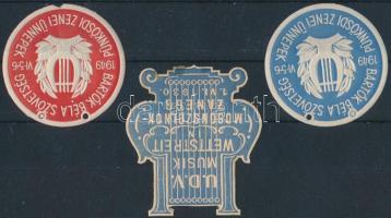 1930-1944 Zenei levélzáró és 2 klf pecsétbélyeg