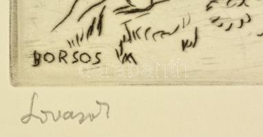 Borsos Miklós (1906-1990): Lovasok. Rézkarc, papír, jelzett, 14,5×24,5 cm