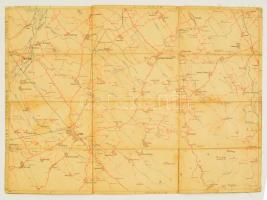 cca 1880-1890 Pápa és környékének katonai térképe, 1.75.000, vászonra kasírozva, a vászon foltos, 38x50 cm./ cca 1880-1890 Military map of Pápa and surroundings, 1.75.000, on Canvas, the canvas spotty, 38x50 cm.