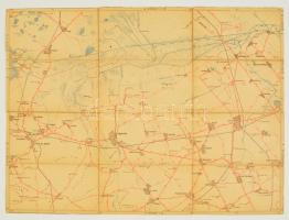 cca 1880-1890 Kapuvár és környékének katonai térképe, 1.75.000, vászonra kasírozva, 38x50 cm./ cca 1880-1890 Military map of Kapuvár and surroundings, 1.75.000, on Canvas, 38x50 cm.