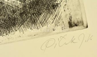 Pituk József Viktórián (1906-1991): Találkozás. Rézkarc, papír, jelzett, 29×39 cm