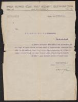 1918 Kassa, A Kassai Villamos Közúti Vasút Részvénytársaság Üzletigazgatósága fejléces levélpapírjára írt köszönőlevél