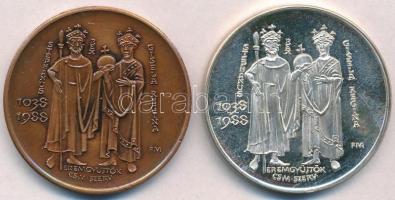 Fritz Mihály (1947- ) 1988. "A Szent Jobb Szegeden" Ag és Br emlékérempár (35,80g/0.835/42...
