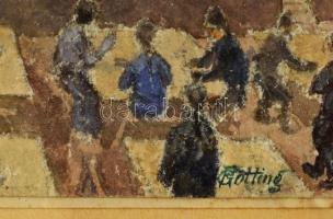 Götting jelzéssel: Előadás. Vegyes technika, papír, üvegezett keretben, 13×13 cm