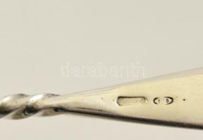 Ezüst(Ag) csavart nyelű kiskanál, jelzett, h: 10 cm, nettó: 9,1 g