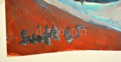 Szeift Béla (1944-2012): Karácsony, olaj, papír, jelzett, 38×47 cm