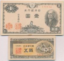 Japán 1948. 5s + 1946. 1Y T:I-,II Japan 1948. 5 Sen + 1946. 1 Yen C:AU,XF Krause 83, 85