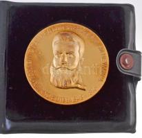 Bulgária 1966. Hriszto Botev 1848-1876 / 1966 Radetzky - 1876 aranyozott fém emlékérem eredeti tokban (59mm) T:2(PP) Bulgaria 1966. Hristo Botev 1848-1876 / 1966 Radetzky - 1876 gold plate commemorative medal in case (59mm) C:XF(PP)