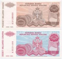 Horvátország / Krajna Szerb Köztársaság 1993. 5000D + 50.000D + 100.000D + 500.000D + 5.000.000D + 1...