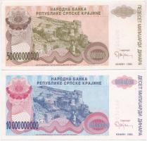 Horvátország / Krajna Szerb Köztársaság 1993. 5000D + 50.000D + 100.000D + 500.000D + 5.000.000D + 1...