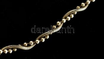 Ezüst(Ag) gyöngymintás fonott nyaklánc, jelzett, h: 46,5 cm, nettó: 7,5 g