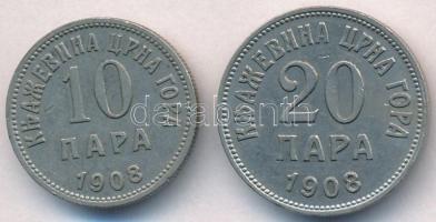 Montenegró 1908. 10p Ni + 20p Ni T:2 Montenegro 1908. 10 Para Ni + 20 Para Ni C:XF