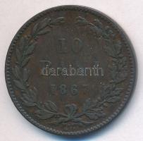 Románia 1867. 10b Cu "WATT & Co." T:2,2- Romania 1867. 10 Bani Cu "WATT & Co." C:XF,VF