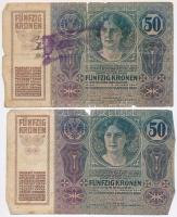 1914. 50K (6x) több darabon kiolvashatatlan felülbélyegzéssel T:III-IV 
Adamo K24