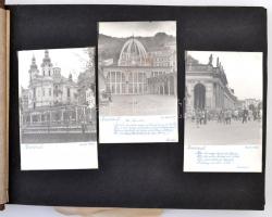 1961-1964 Karlovy Vary és más cseh városok városképes fotói albumba ragasztva, összesen 114 db kép, képméret: 14x9 cm album mérete: 25x34 cm