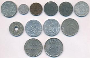 Vegyes 12db-os külföldi fémpénz tétel, közte 2db ezüst: Finnország 1964S 1M Ag + Hollandia 1918. 10c Ag T:2,2- 12pcs of various coins, including two silver pieces: Finland 1964S 1 Maarka Ag + Netherlands 1918. 10 Cents Ag C:XF,VF