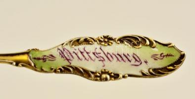 Ezüst(Ag) Pittsburg kanál, jelzett, h: 10,5 cm, bruttó: 9,8 g