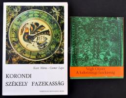 2 db fazekasság témájú könyv: Kocsi Márta-Csomor Lajos: Korondi székely fazekasság. h. n., 1980, Népművelési Propaganda Iroda. Végh Olivér: A kalotaszegi fazekasság. Bukarest, 1977, Kriterion.