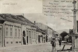 Lippa, Lipova; utcakép, üzletek. Zeitler Lajos kiadása / street view, shops (EK)