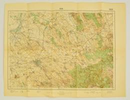 cca 1931 Pápa térképe, 1:75000, Magyar Királyi Állami Térképészet, 39×52 cm